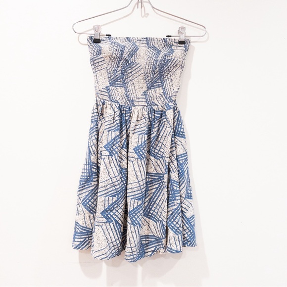 Anthropologie Ecoté Smocked Strapless Abstract Print Dress Size Small - Picture 2 of 7
